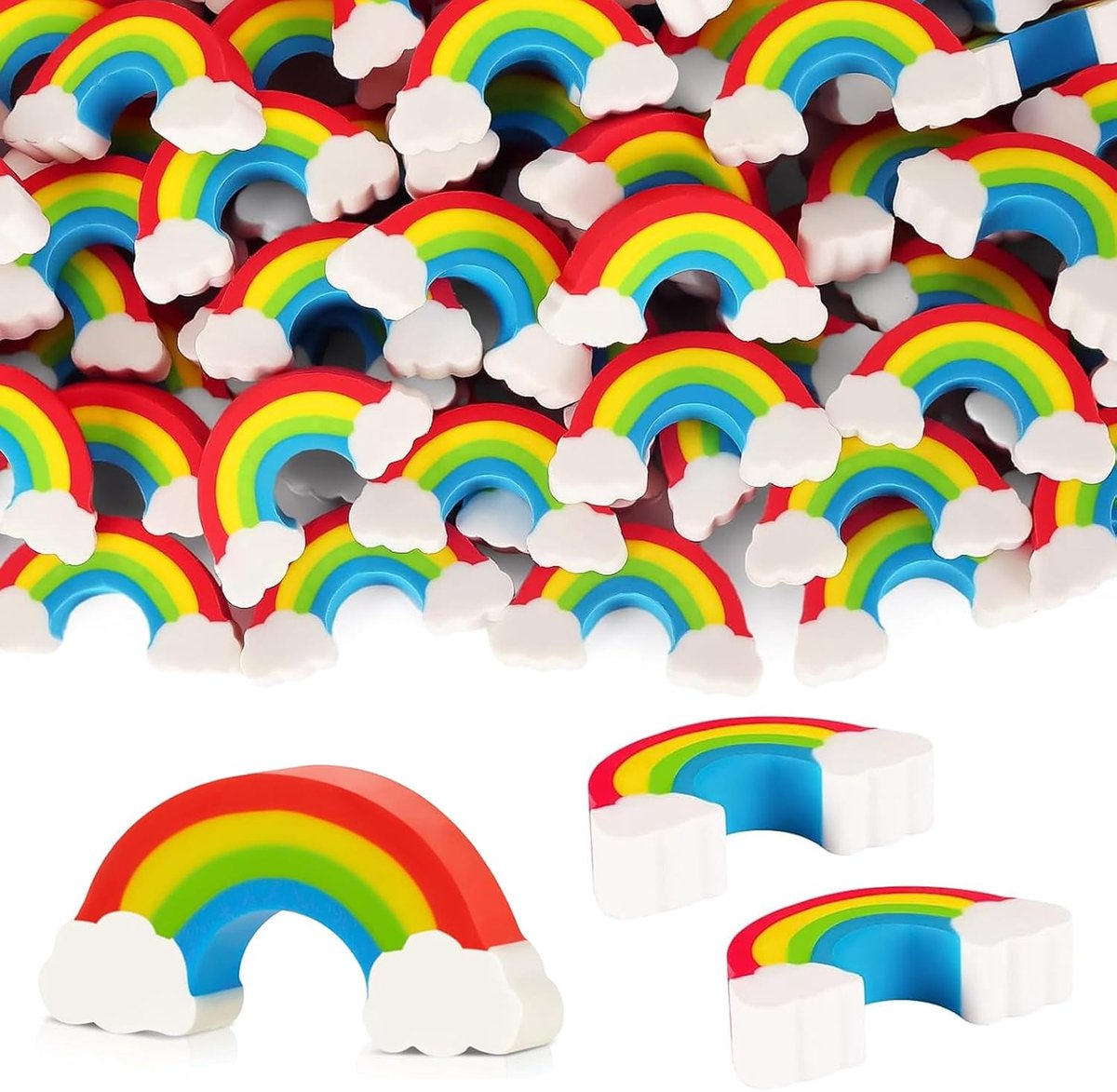 Gummen set 48 stuks - Kleurrijke regenbooggummen - Compact formaat - Perfect voor school en feestjes - ShopVlot