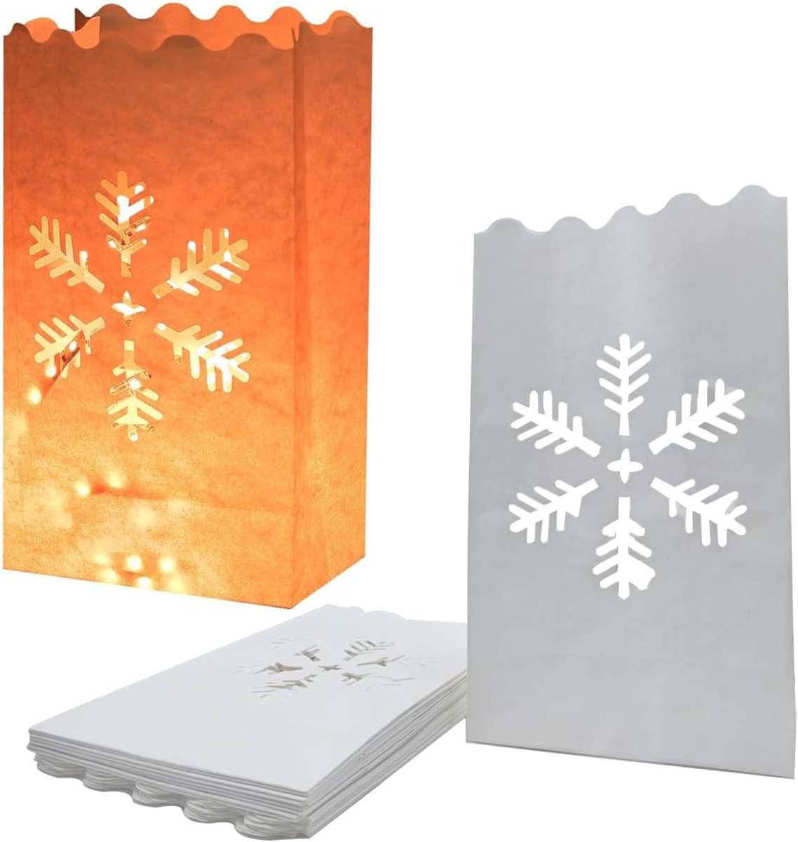 Light Bags Paper Lanterns Christmas Snowflakes Candle Bags White Candle Bags Christmas Decorations 20 Pieces - ShopVlot