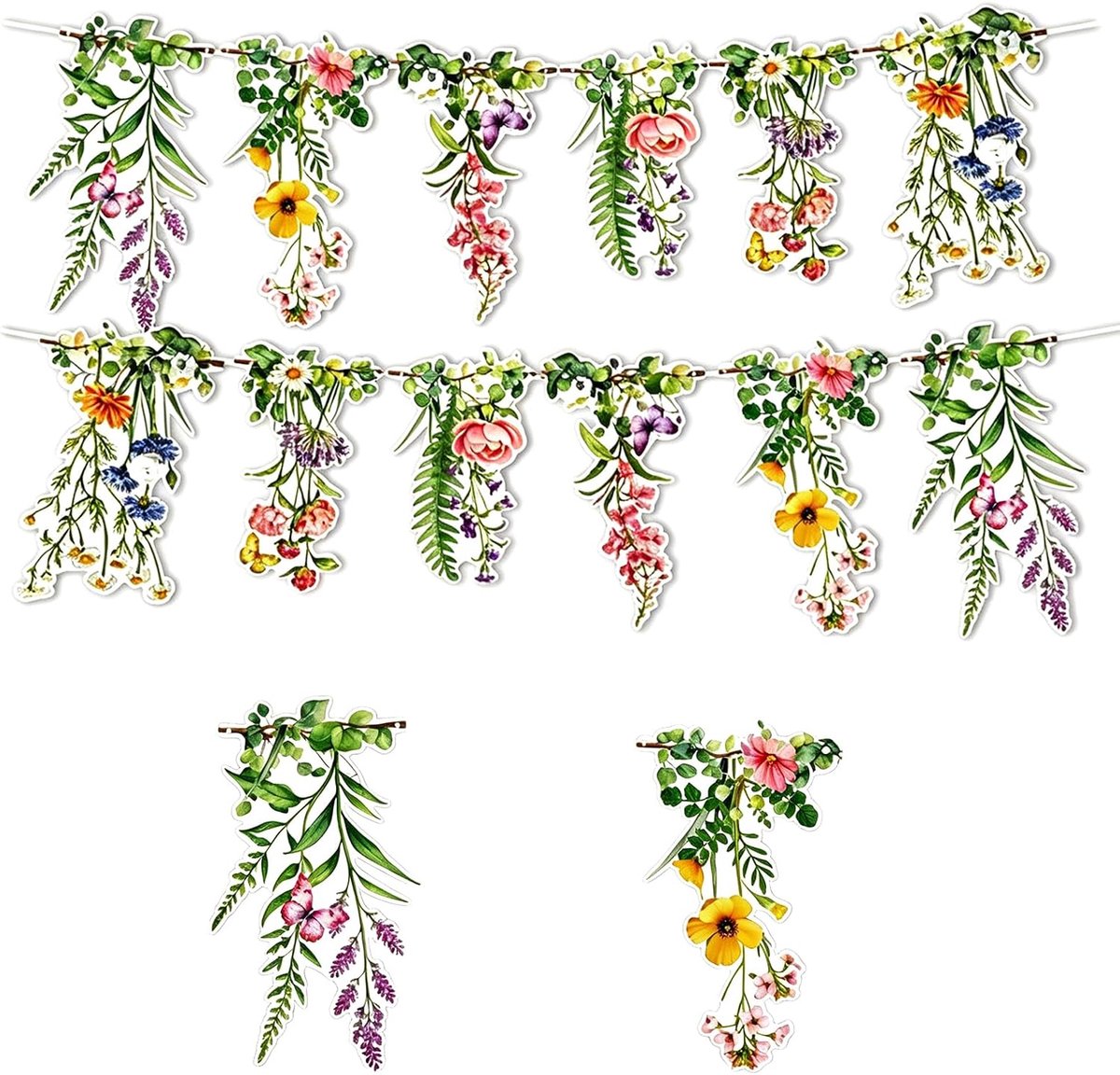 Bloemenslinger, 2 stuks, wilde bloemendecoratie, herbruikbaar, verjaardagsdecoratie, banner voor tuinfeest, bruiloft - ShopVlot
