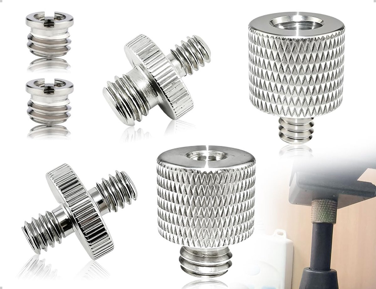 6 Piece Tripod Adapter Set, 1/4 Inch to 1/4 Inch Thread Adapter, 3/8 Inch to 1/4 Inch and 1/4 Inch to 3/8 Inch, Tripod - ShopVlot