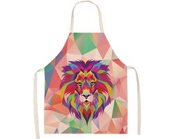 Kids Cooking Apron - Cute Pattern Linen Cooking Apron Cooking Apron with Garden Painting, Lion-Z, 17.7x22 Inch, Lion-Z - ShopVlot