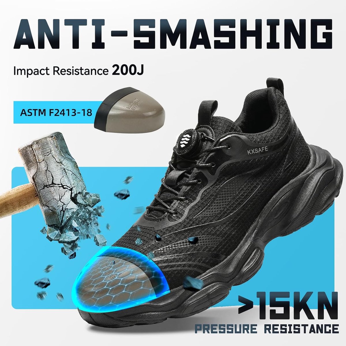 Work Shoes, Men's and Women's Work Shoes, Safety Shoes, Lightweight, Breathable, Sporty, Non-Slip, Steel Toe Cap - ShopVlot