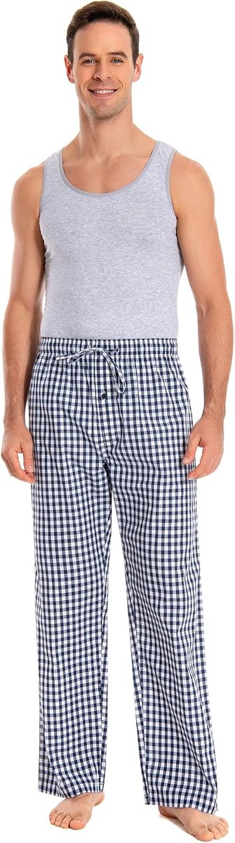 Men's 100% Cotton Woven Poplin Comfortable Pajamas/Lounge Pants With Pockets - ShopVlot