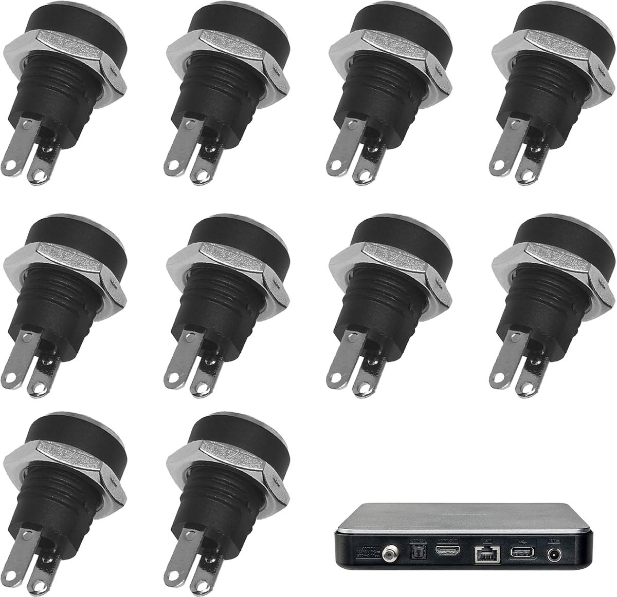 10 stuks DC-stekkers 5,5 x 2,1 mm, DC-aansluiting voor montage op schakelborden, 2-polige holle stekkers 5,5 x 2,1 mm - ShopVlot