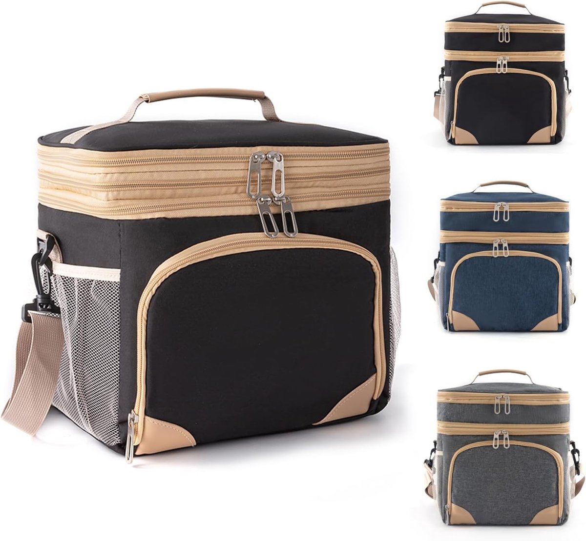Cooler Bag, Picnic Bag, 15 L, Lunch Bag, Thermal Bag, Insulated Bag for Transporting Food (Black, 15 L) - ShopVlot