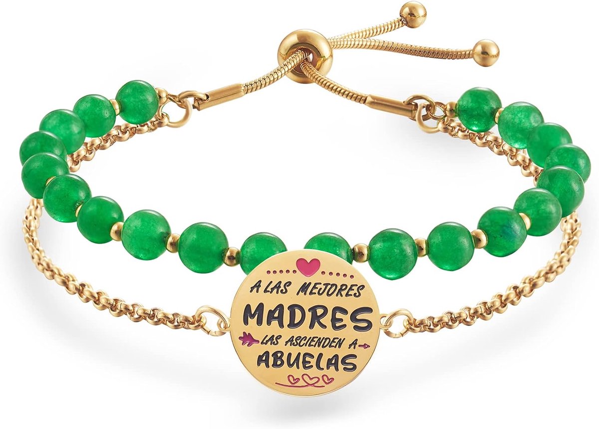 LParkin Double Cuenta Pulsera Abuela Acero Inoxidable, Original color for Abuela, Obsequios Abuela Personalizados - ShopVlot