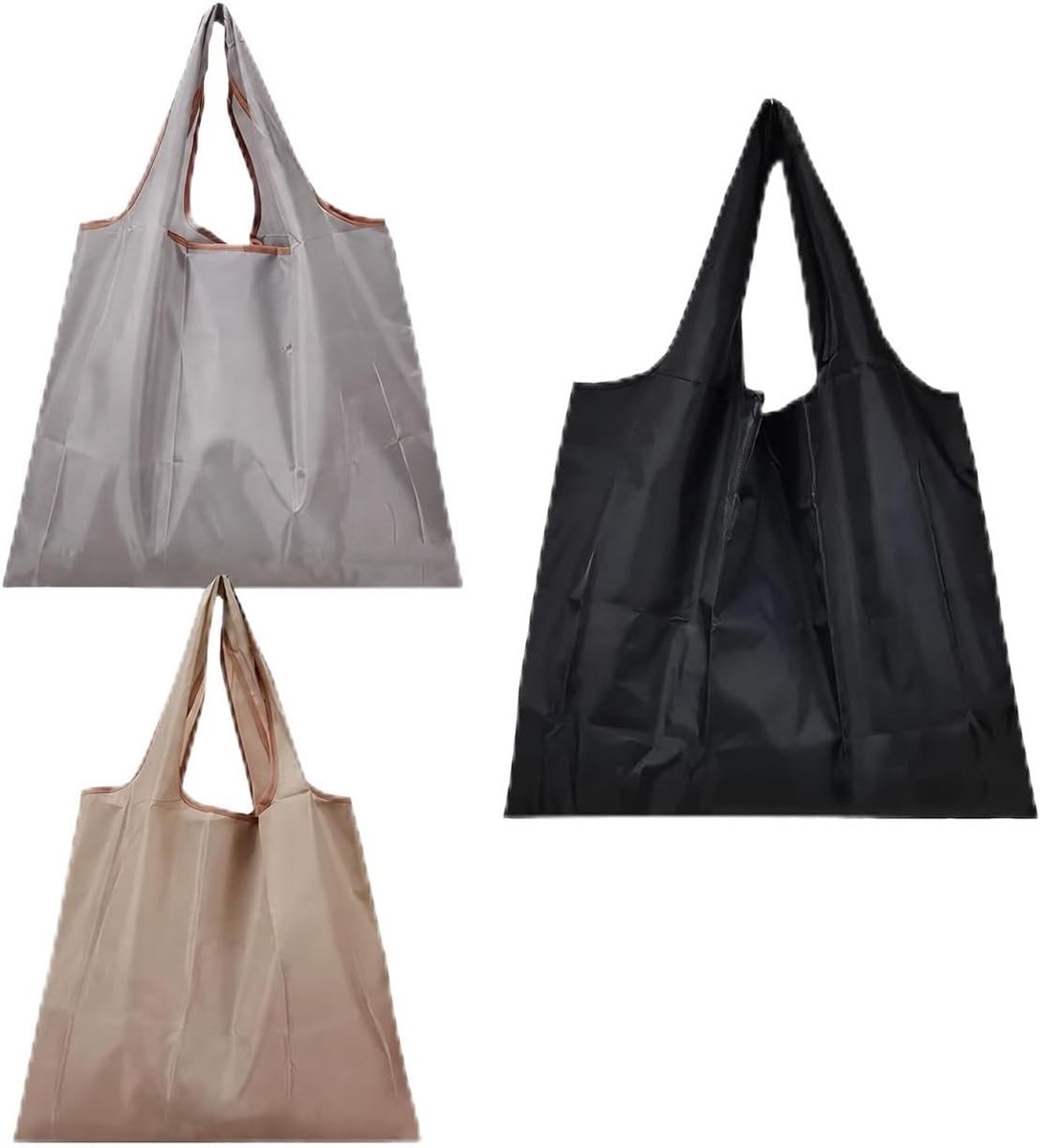 Opvouwbare winkeltas set van 3 – herbruikbare nylon boodschappentassen – lichtgewicht en inklapbare shopping bags – - ShopVlot