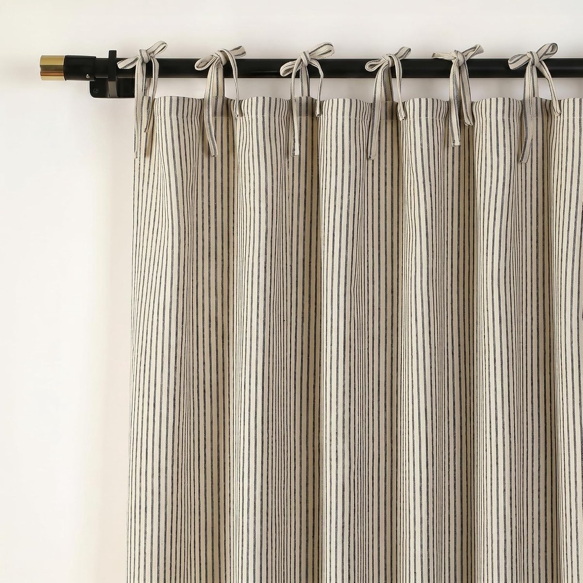 THE ART BOX Mesh Striped Curtains, Boho Linen Mesh Tie Top Hanging Curtains Light Filter Door Window Treatments 2 - ShopVlot