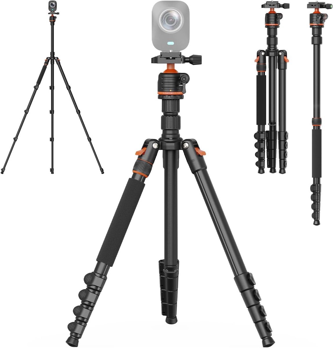 Camerastatief 54-183 cm met 360° kogelkop, aluminium statief/monopoot, 4 kg draagkracht voor DSLR, fotografie, video - ShopVlot