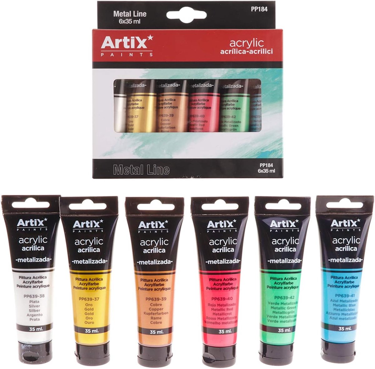 PP184 – 6 pieces acrylic paint, multi-coloured - ShopVlot