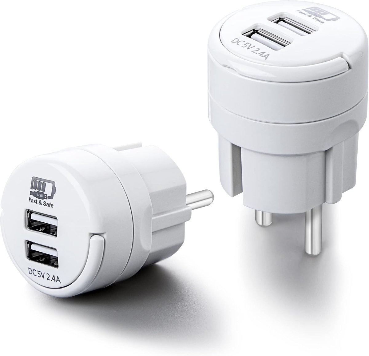 UCOMEN German USB Port, USB Charger 2.4 Power Adapter 2 Ports with Slide Bar and Smart Charger (2 PCS) - ShopVlot