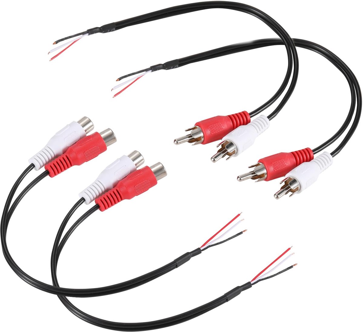 RCA adapter connector - 4 stuks - dubbele female bare wire jack - geschikt voor versterker en luidsprekers - ShopVlot