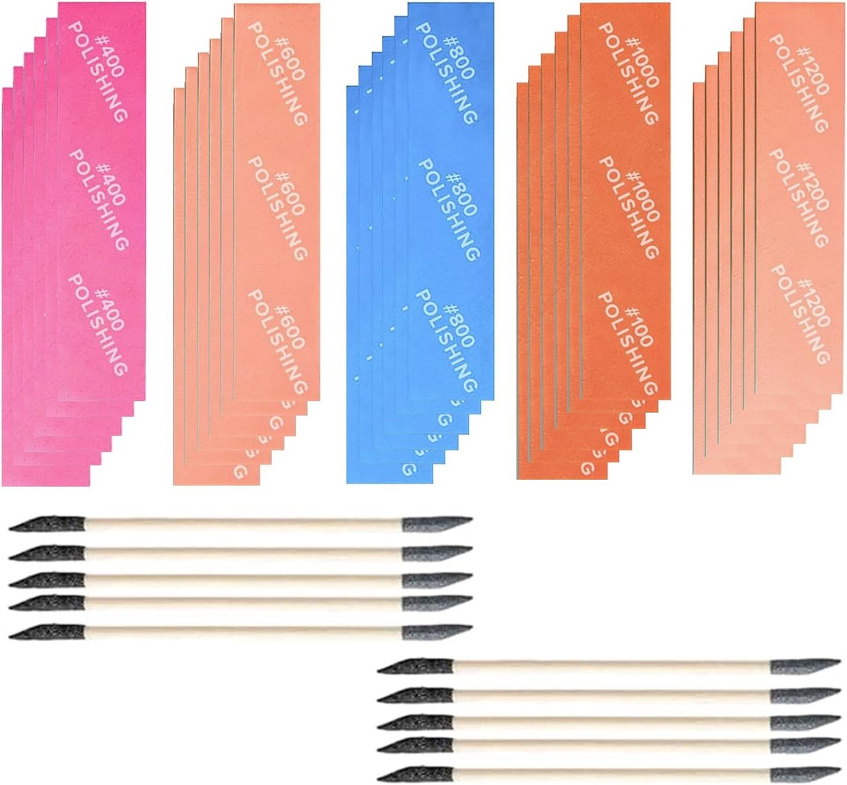 Schuursticks set - 30 stuks nat en droog schuurpapier - met houten houders - ideaal voor polijsten - ShopVlot