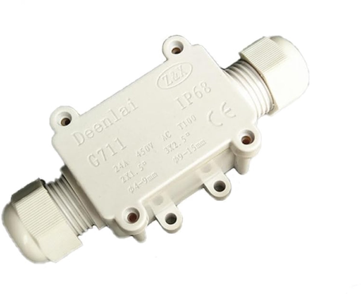 Junction box IP68 waterproof - 2 weg verdeeldoos - voor kabels Ø 4-15 mm - ideaal voor buitengebruik - ShopVlot