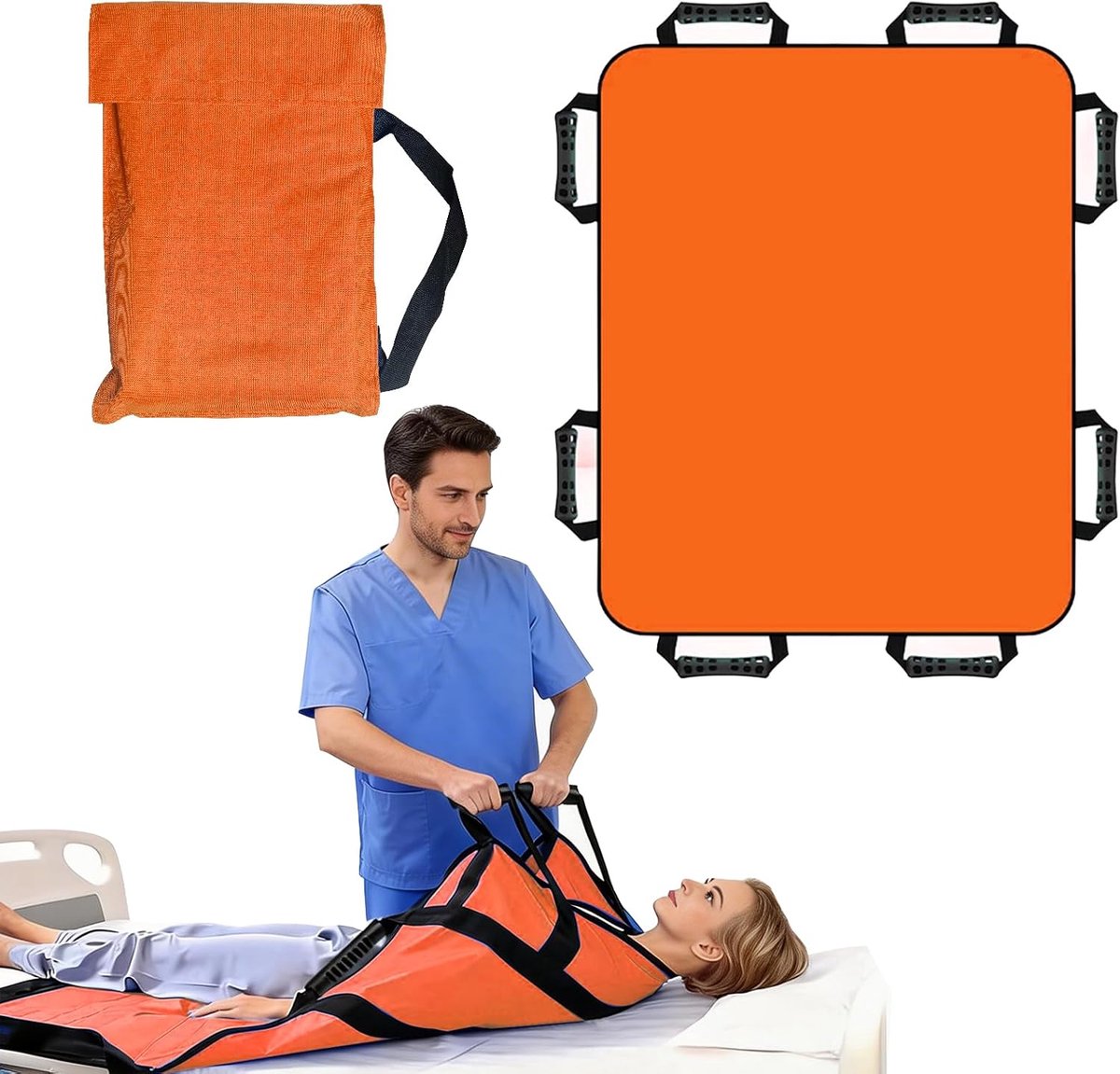 Transferboard 120 x 100 cm - Oxford-stof - 8 handgrepen - ideaal voor patiëntenverzorging - ShopVlot