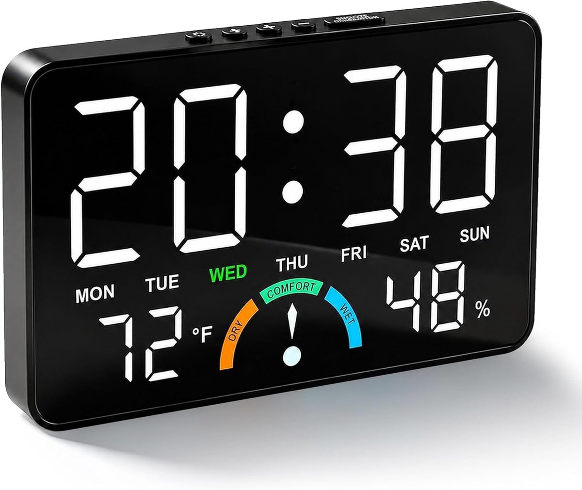 Digitale wekker met groot led-display - luide wekker - temperatuur en luchtvochtigheid - ideaal voor bureau of muur - ShopVlot