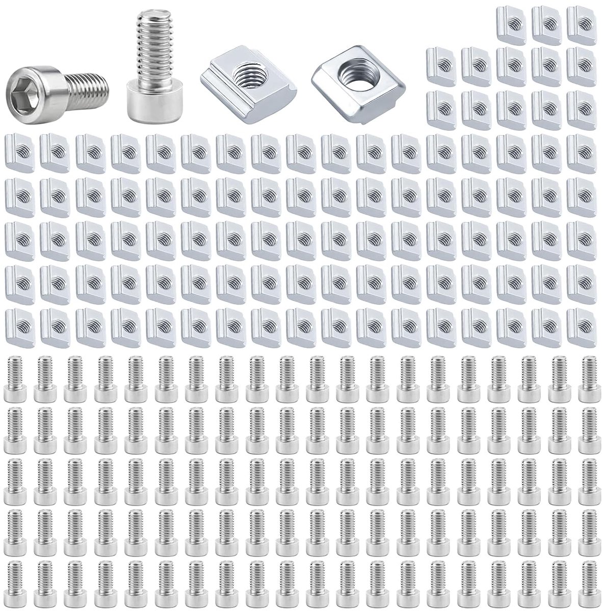 T-groefmoeren 200 Stuks M5 - Hoogwaardige Carbon Staal - Voor Aluminium Profielen - Ideaal voor Meubelconstructie - ShopVlot