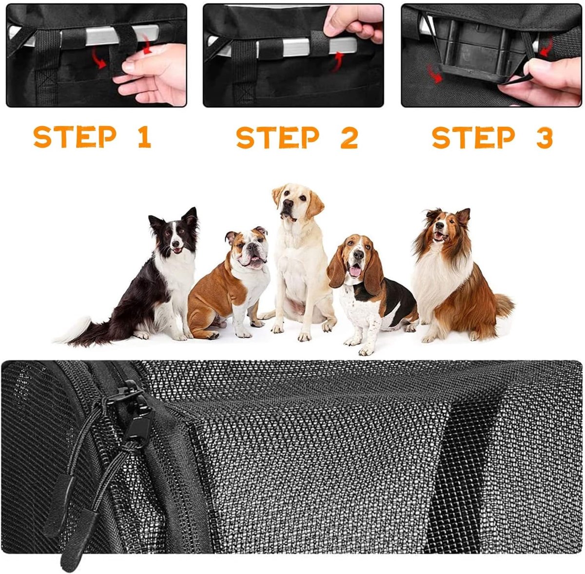 Afdekking voor Hondenfietsmanden - Zwart - 29 x 24 cm - Ademend Nylon met Ritssluiting - Voor Honden en Katten