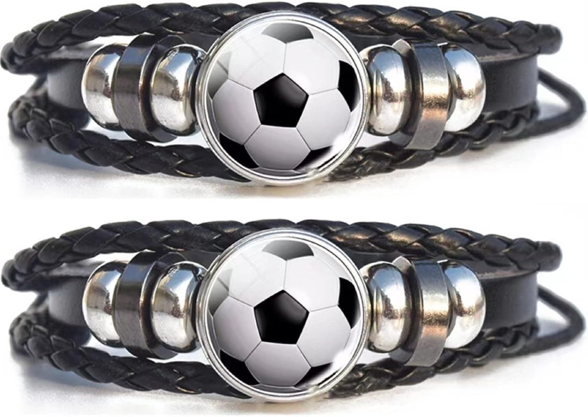 Voetbalcadeautje voor jongens - set van 2 vriendschapsarmbanden - kleurrijk design - perfect cadeau voor voetbalfans - ShopVlot