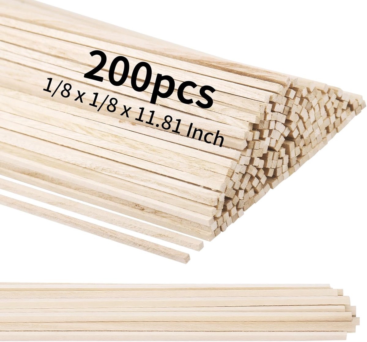 Houten stokken 300 x 3 mm - vierkante bamboe stokken - duurzaam hardhout - ideaal voor ambachten - ShopVlot