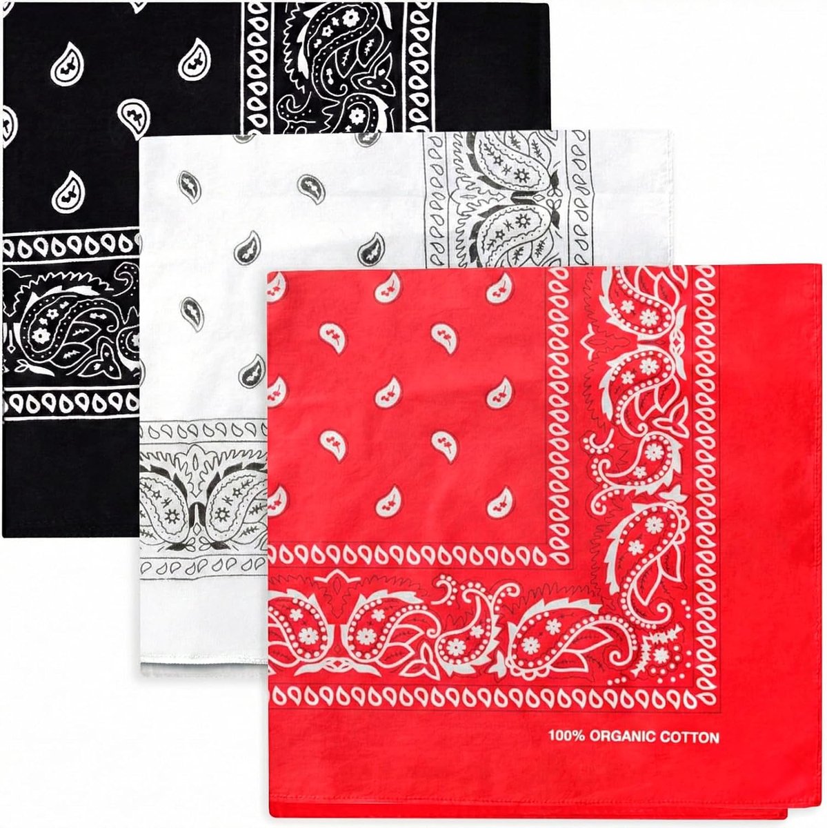 Bandanas set van 3 - 100% katoen - zacht en robuust - voor mannen, vrouwen en kinderen - ShopVlot