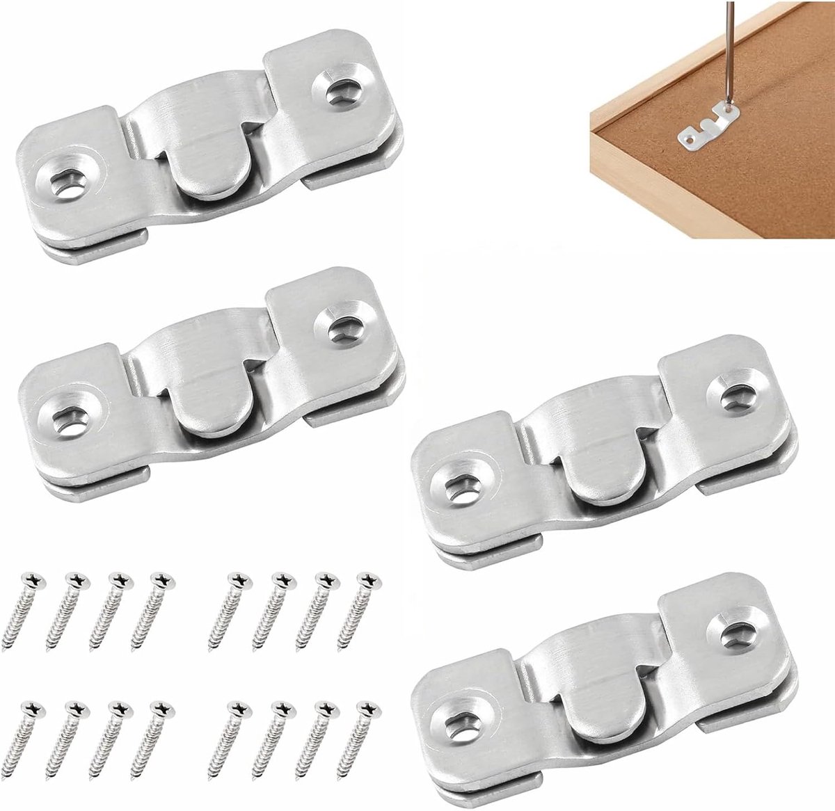 Flush mount verborgen houders 8 stuks - RVS meubelconnector haken - Interlock systeem - Voor veilig ophangen - ShopVlot