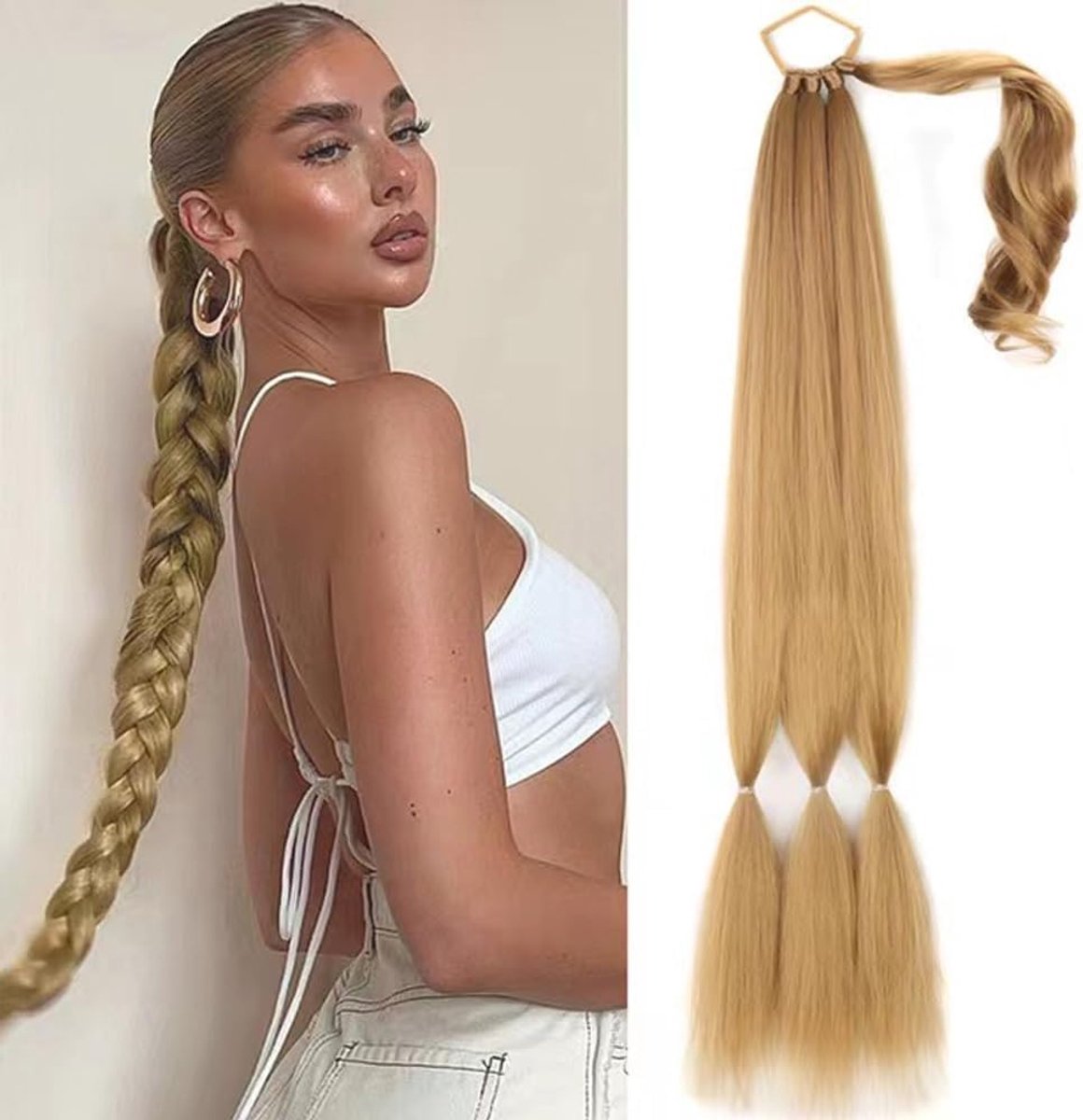 Ponytail extensions - synthetische lange geflochten zopfverlenger - hittebestendig - ShopVlot