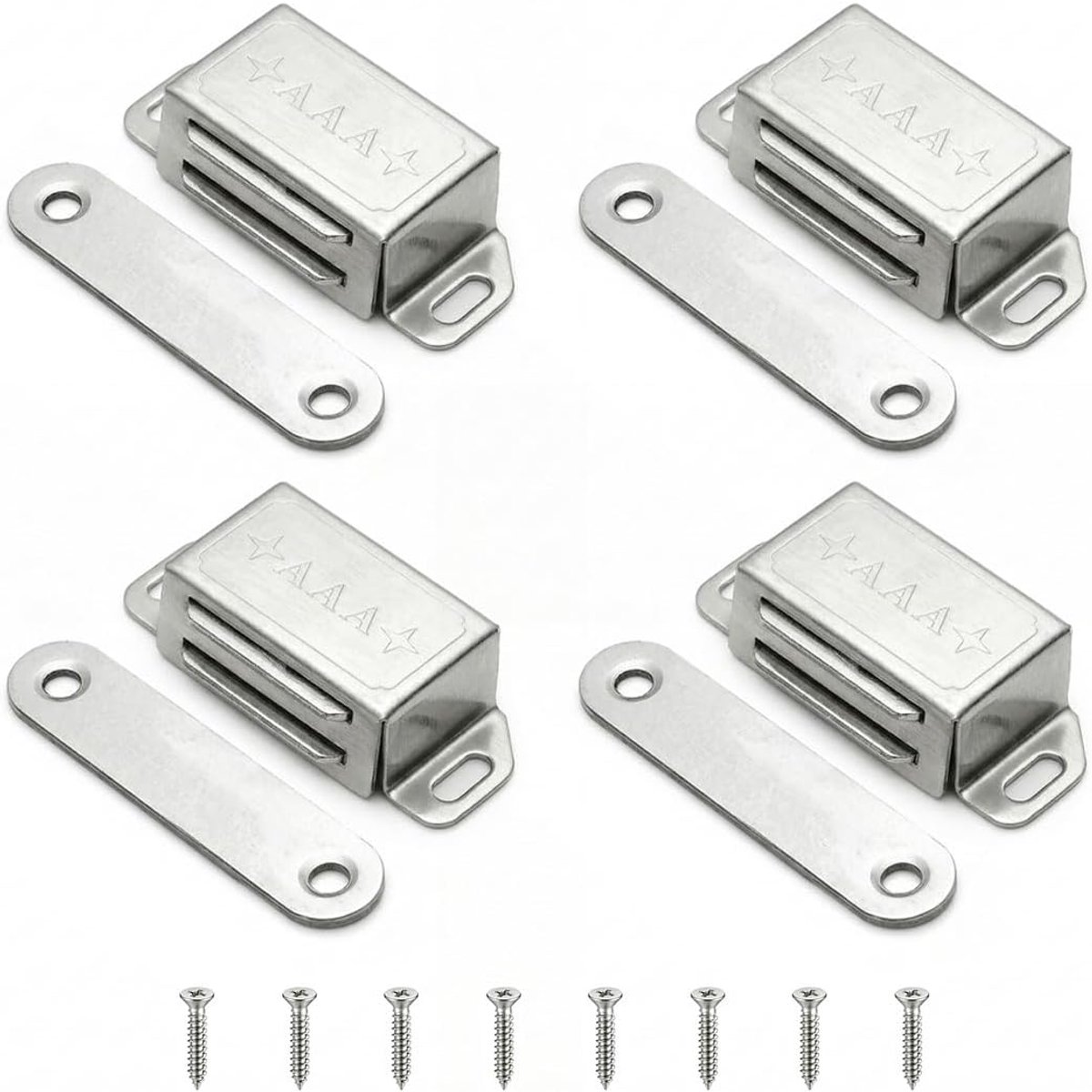 Magnetische deurstopper 45 mm - roestvrij staal - geborsteld zilver - sterke grip - ShopVlot