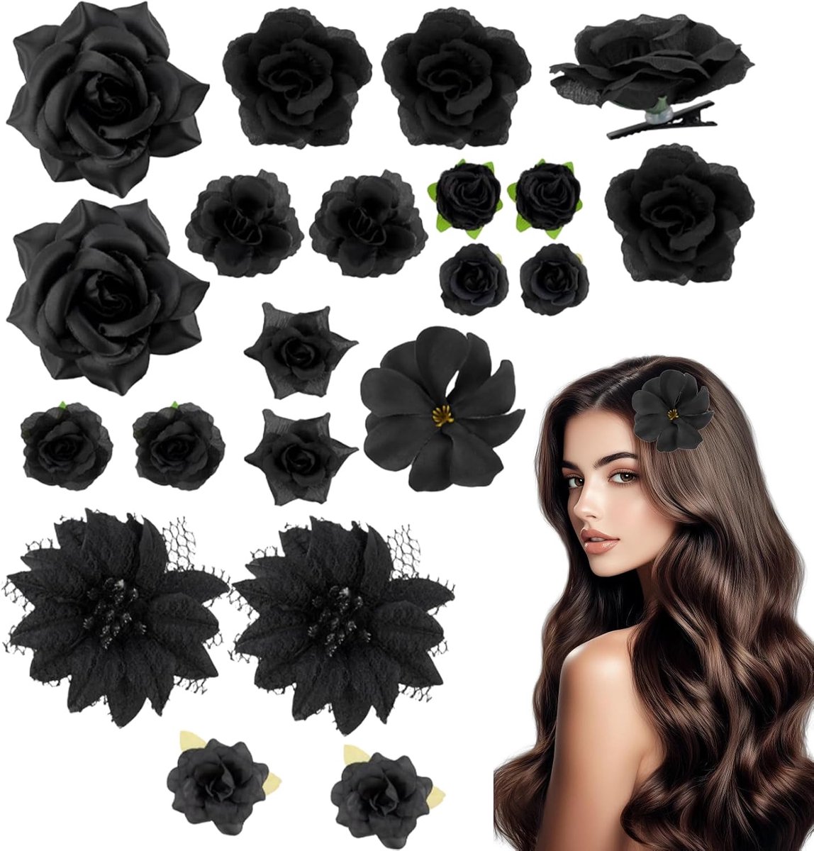 Haarspelden 21-delig - Rozenbloem clips - Elegante designs - Perfect voor bruiloften - ShopVlot
