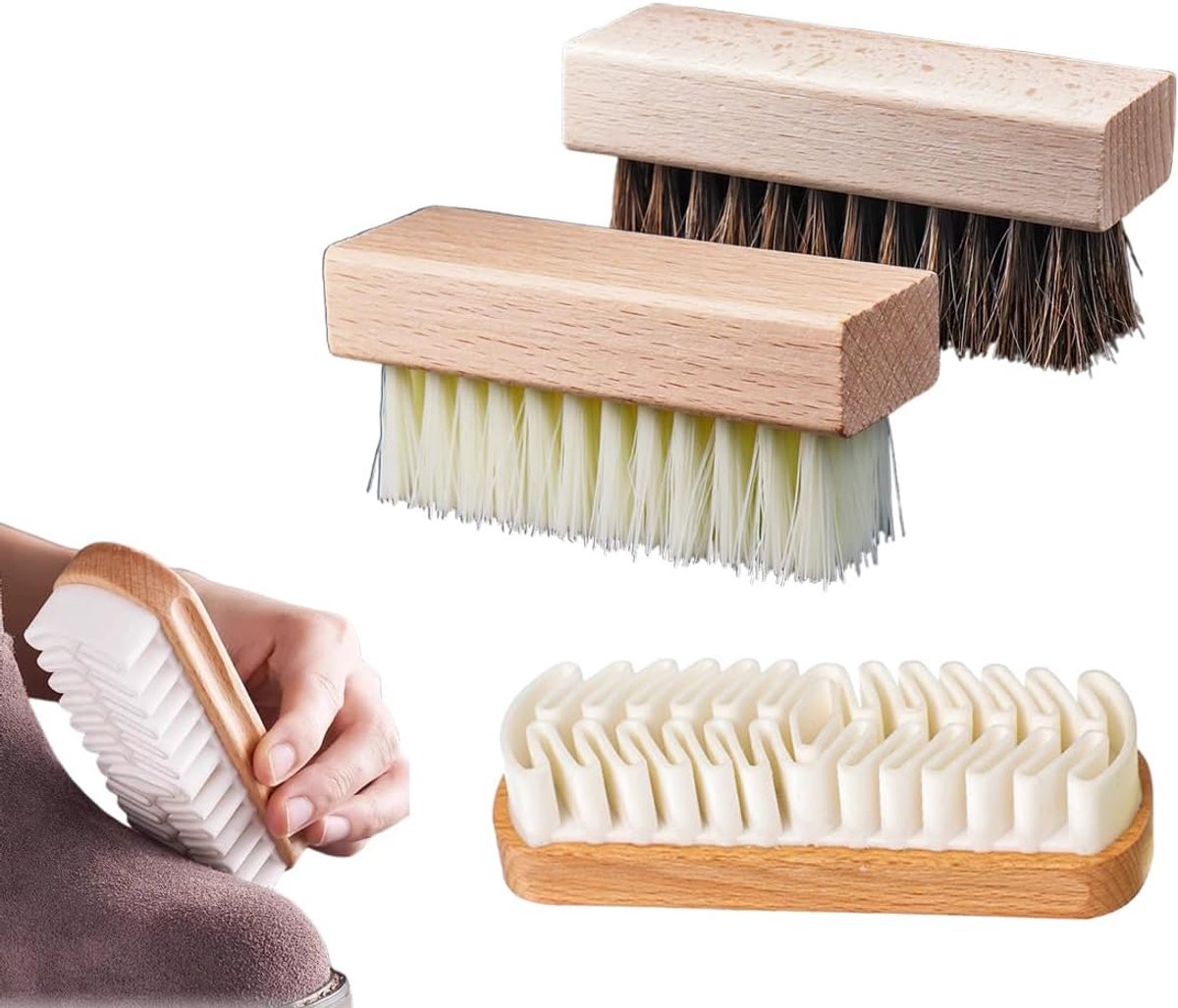 Schoenborstel set - 3 stuks - Suede, nubuck en glad leer - Voor veilige en grondige reiniging - ShopVlot