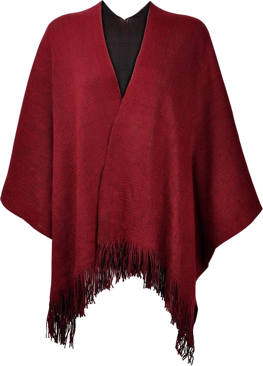Poncho cape dames - één maat - kasjmier - retro franjes - perfect voor de herfst en winter - ShopVlot