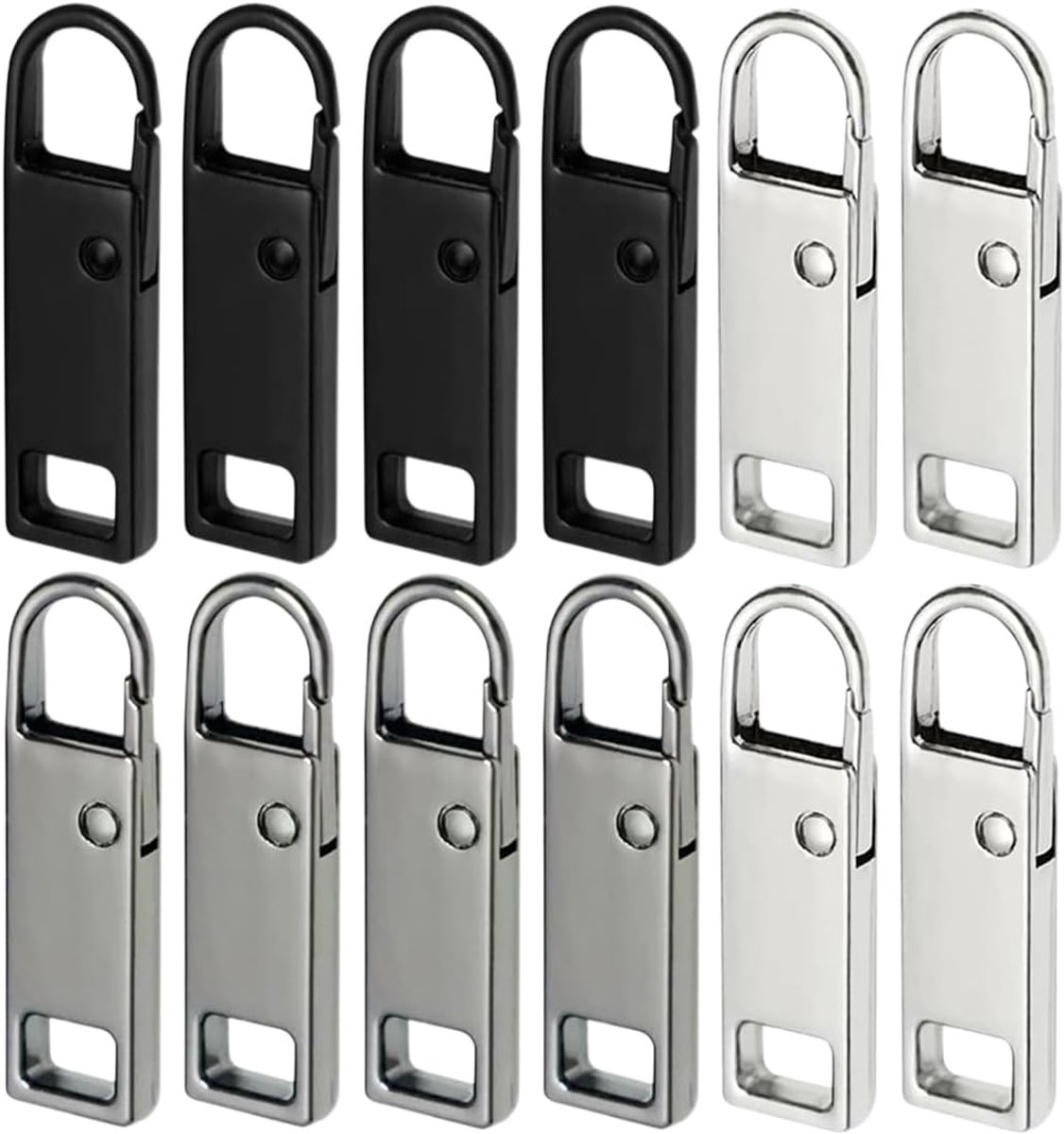 Repair briefs 12 universele verwijderbare metalen onderdelen - zwart, zilver en pistoolmetaal