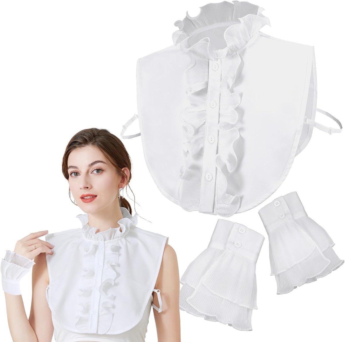 Lace collar insert dames - wit - detachabel - voor een stijlvolle look - ShopVlot