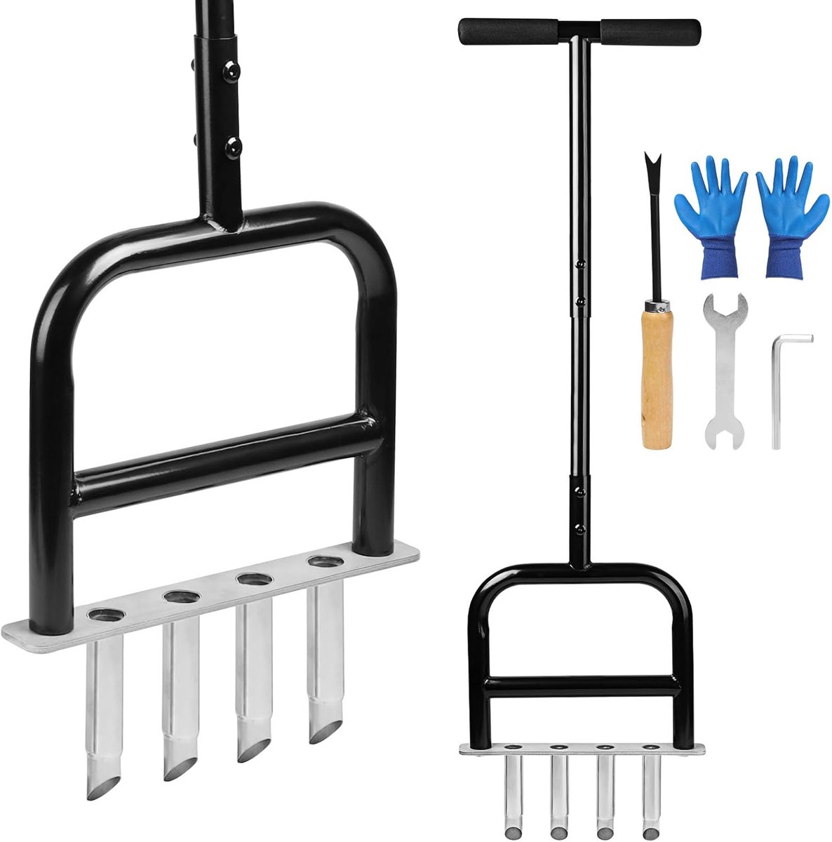 Handmatige beluchter 93 cm - roestvrij staal - 4 punten - voor optimale grondventilatie - ShopVlot