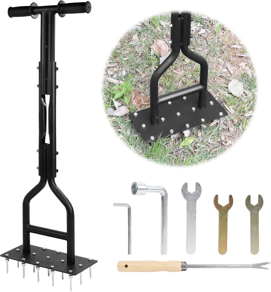 Lawn Aerator 93cm - Handmatig - 15 stevige spikes - Efficiënt bodemverrijken - ShopVlot