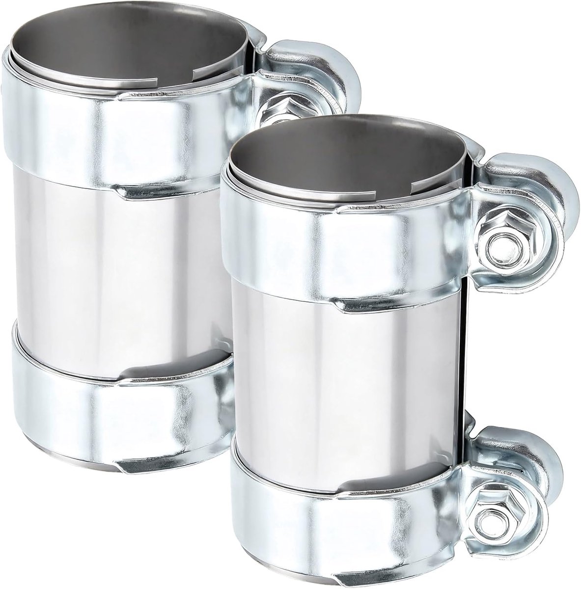 DOCAS Pack of 2 Ø 42 mm x 125 mm Length Double Exhaust Clamp, Stainless Steel, Pipe Connector, Universal Exhaust - ShopVlot