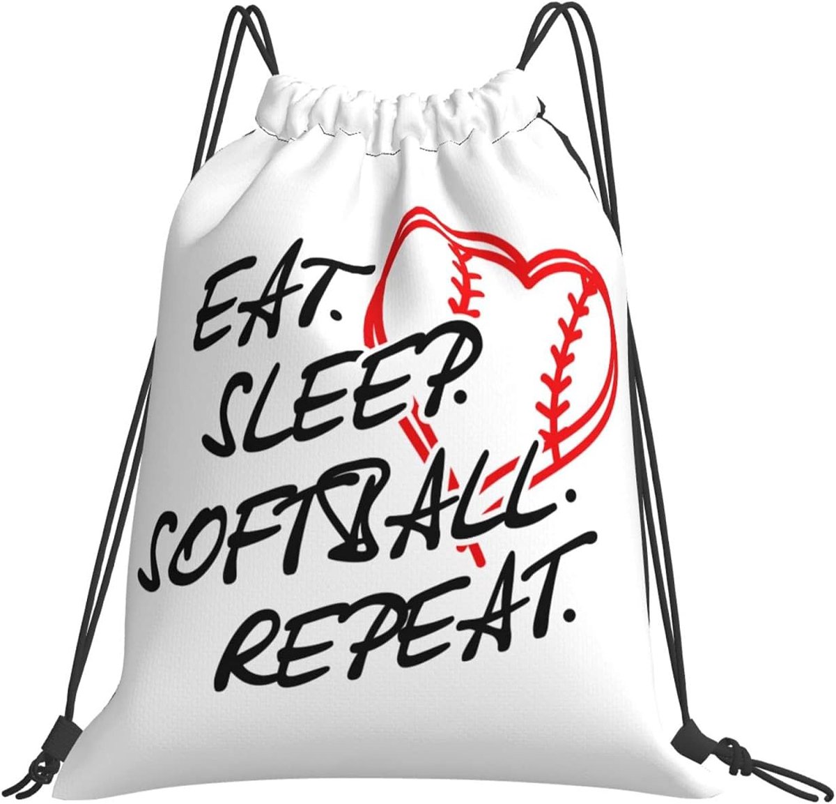 Drawstring Bags Eating Sleep Softball Repeat Baseball Pattern Drawstring Bags Gym Drawstring Bags Sports Waterproof - ShopVlot