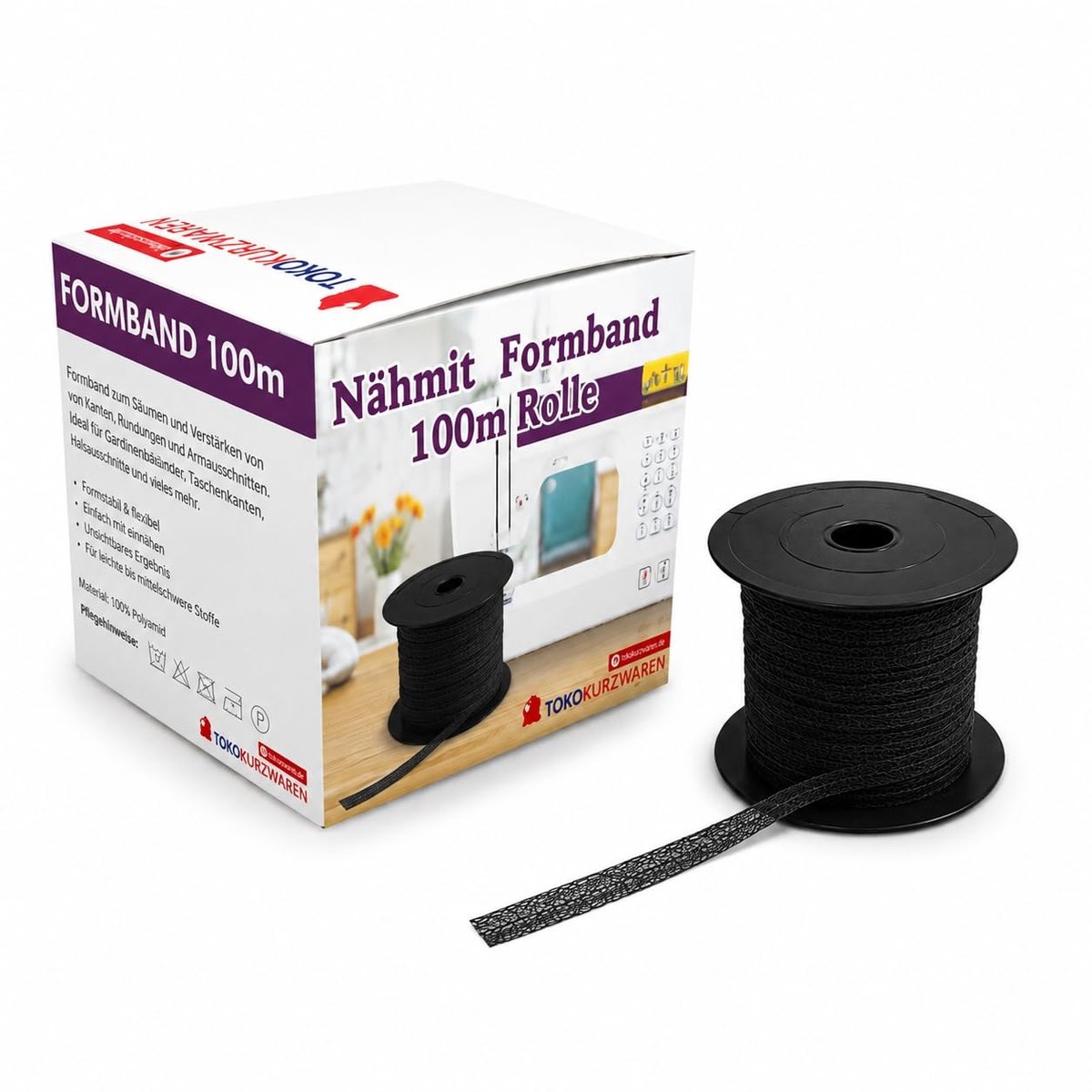 Nähmit - Forming tape to iron on 12 mm black 100 m roll - ShopVlot