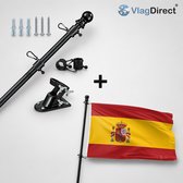 Zwarte vlaggenstok met Spaanse vlag (90x150cm), muurbevestiging, clips en schroeven.