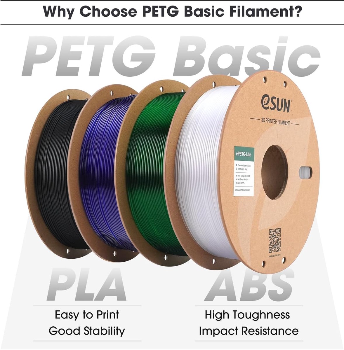 eSUN PETG Filament 1.75mm, PETG Basic High Tenacity Filament 1KG Spool (2.2 LBS) 3D Printing Filament for 3D Printers - ShopVlot