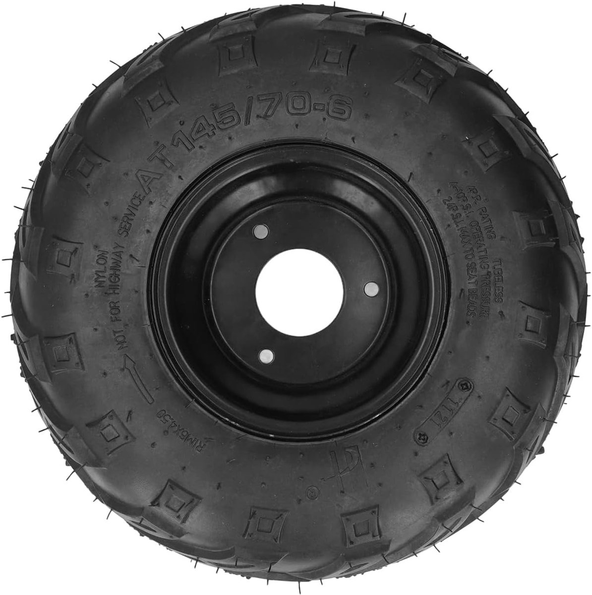 ATV Tubeless Tyre, 145/70-6 Tire Go Kart Tubeless Tire with 6 Inch Rim Rubber Universal for Go Kart UTV Quad 4 Wheelers - ShopVlot