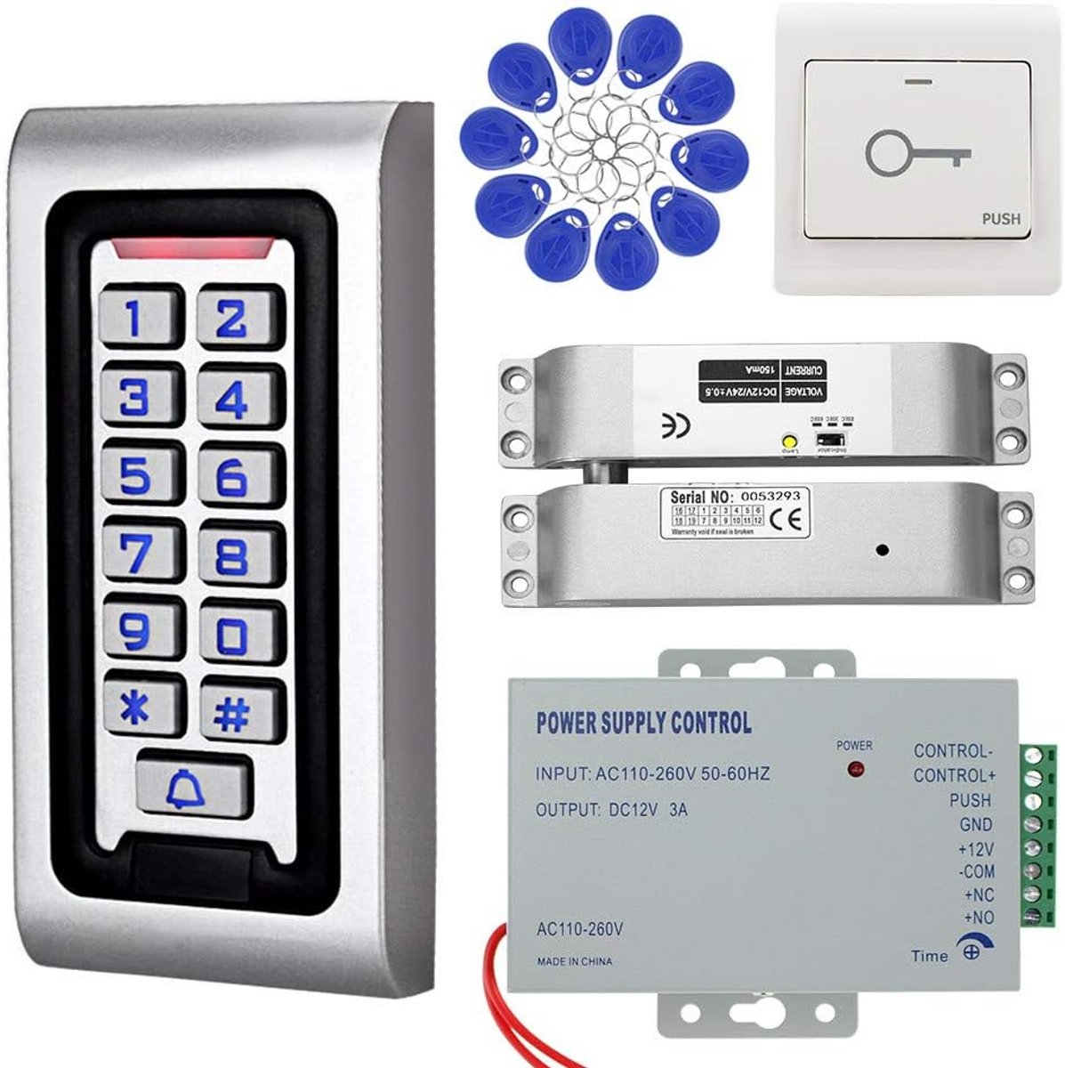 KDL RFID Access Control System Kit Waterproof Controller Keyboard with DC 12V Electric Door Lock, Door Opener, for - ShopVlot