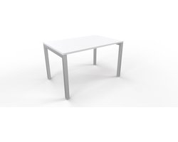 FBasic Desk desk – metal frame silver and white wooden plate – 120 x 80 x 74 cm - ShopVlot
