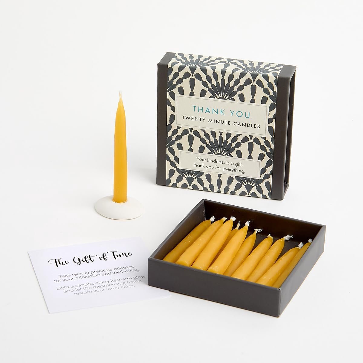 Signature Collection - Thank You (Vintage) 12 Pieces Twenty Minute Candles with Ceramic Holder - ShopVlot
