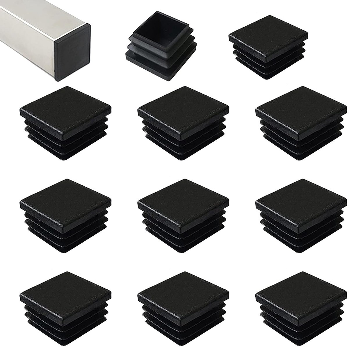 50mm square plastic stopper lamella stopper black for square tubes for square tubes seat slide inserts 16 pieces - ShopVlot