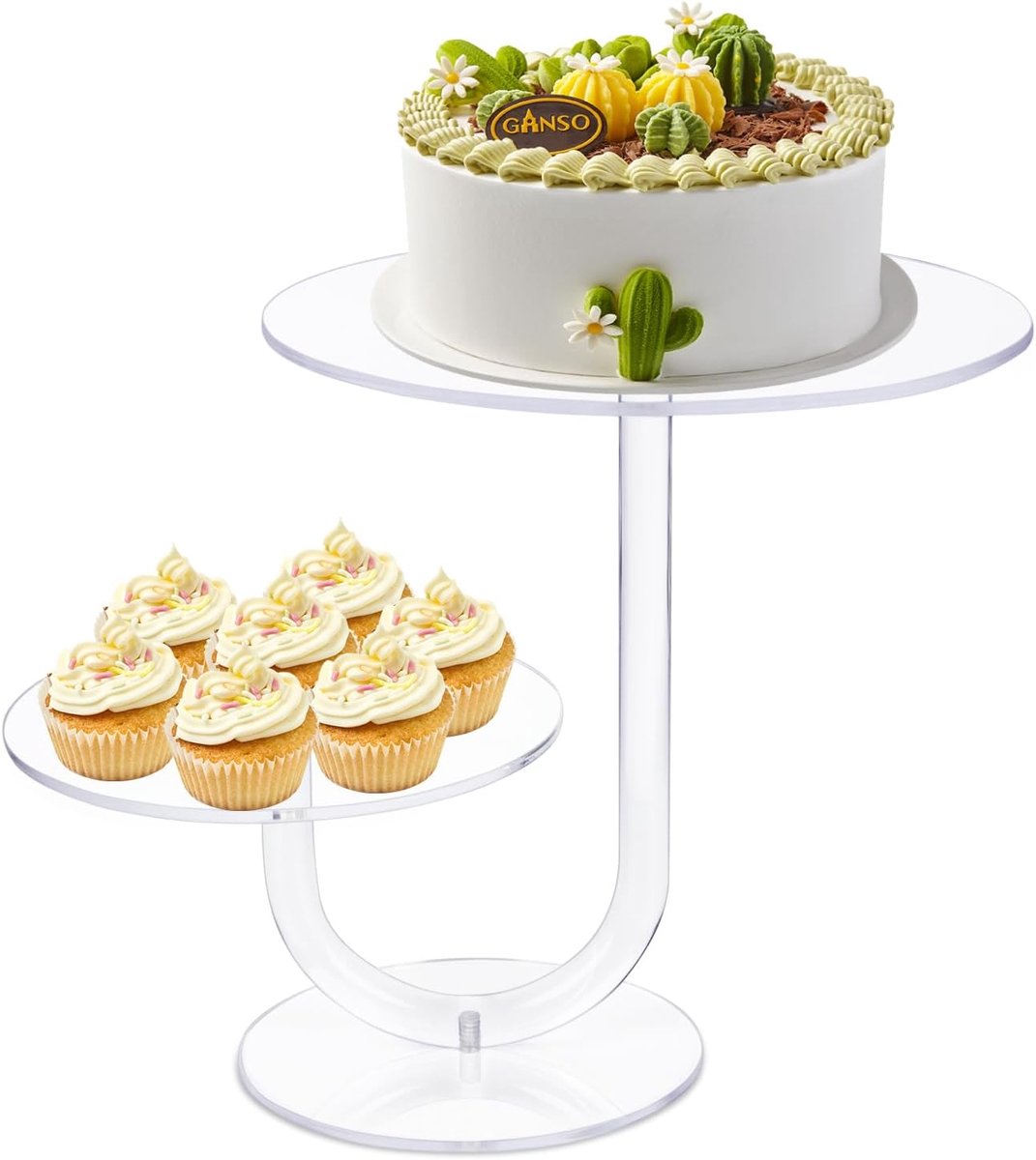 CECOLIC 2-Layer Clear Cake Stand Acrylic Cupcake Display Holder Dessert Cake Tower for Weddings, Birthdays - ShopVlot
