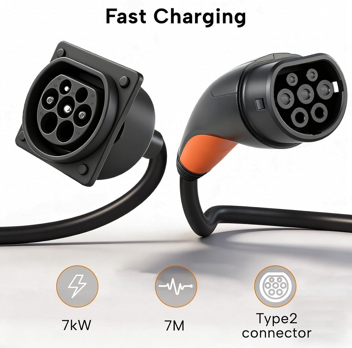 Type 2 EV Extension Cable, 7kW/32 A/1 Phase/7 m - extension cable for charging for electric vehicles according to - ShopVlot