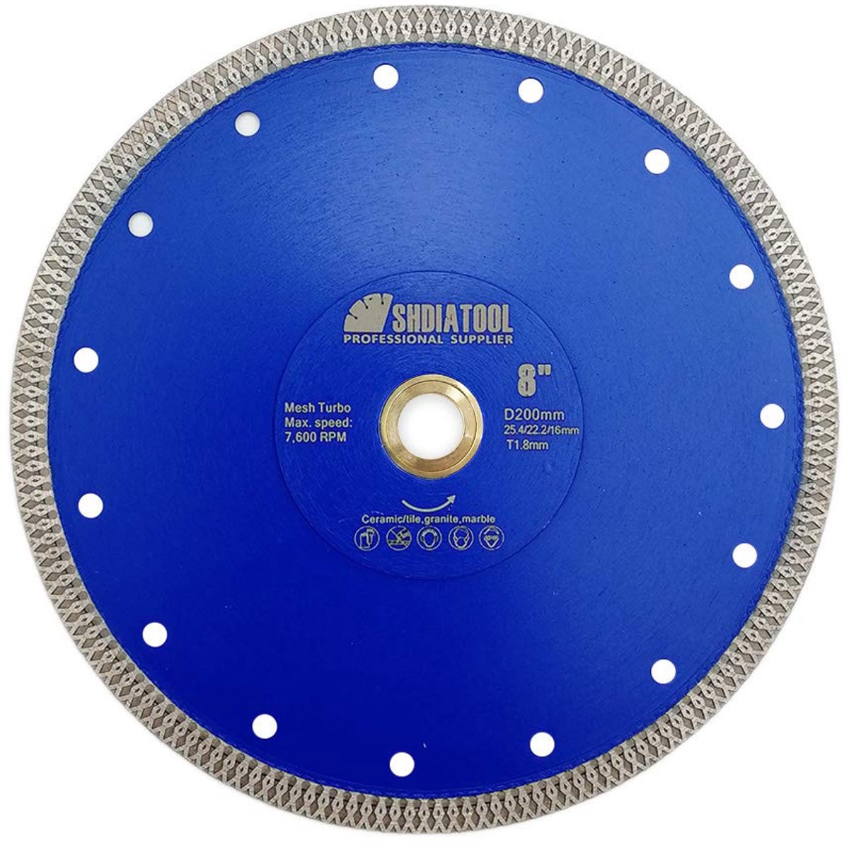 SHDIATOOL Diamond disc 200mm with X Mesh Turbo for porcelain tiles ceramic granite marble - ShopVlot