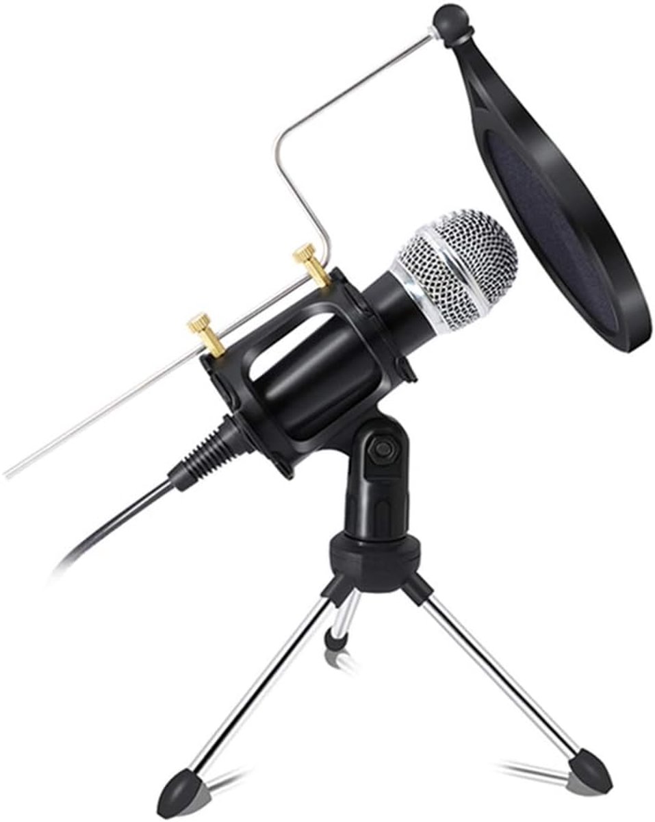 3.5mm Professional Condenser Microphone, PC Phone Microphone, Plug and Play, Recording Microphone with Microphone - ShopVlot