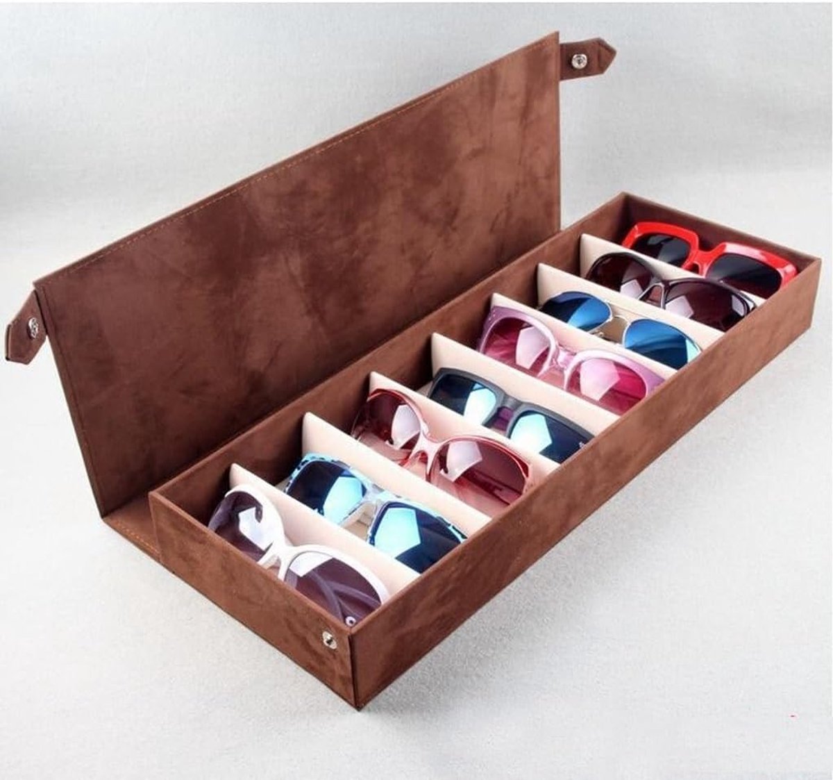8-grid Deer Skin Velvet Sunglasses Storage Box Sunglasses Glasses Sample Box Jewelry Display Box(B) - ShopVlot